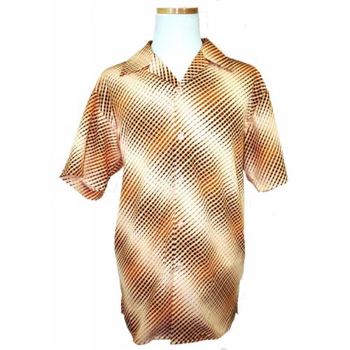 Pronti Cognac/Black With Silver Lurex  100% Mico Polyster Shirt S5805